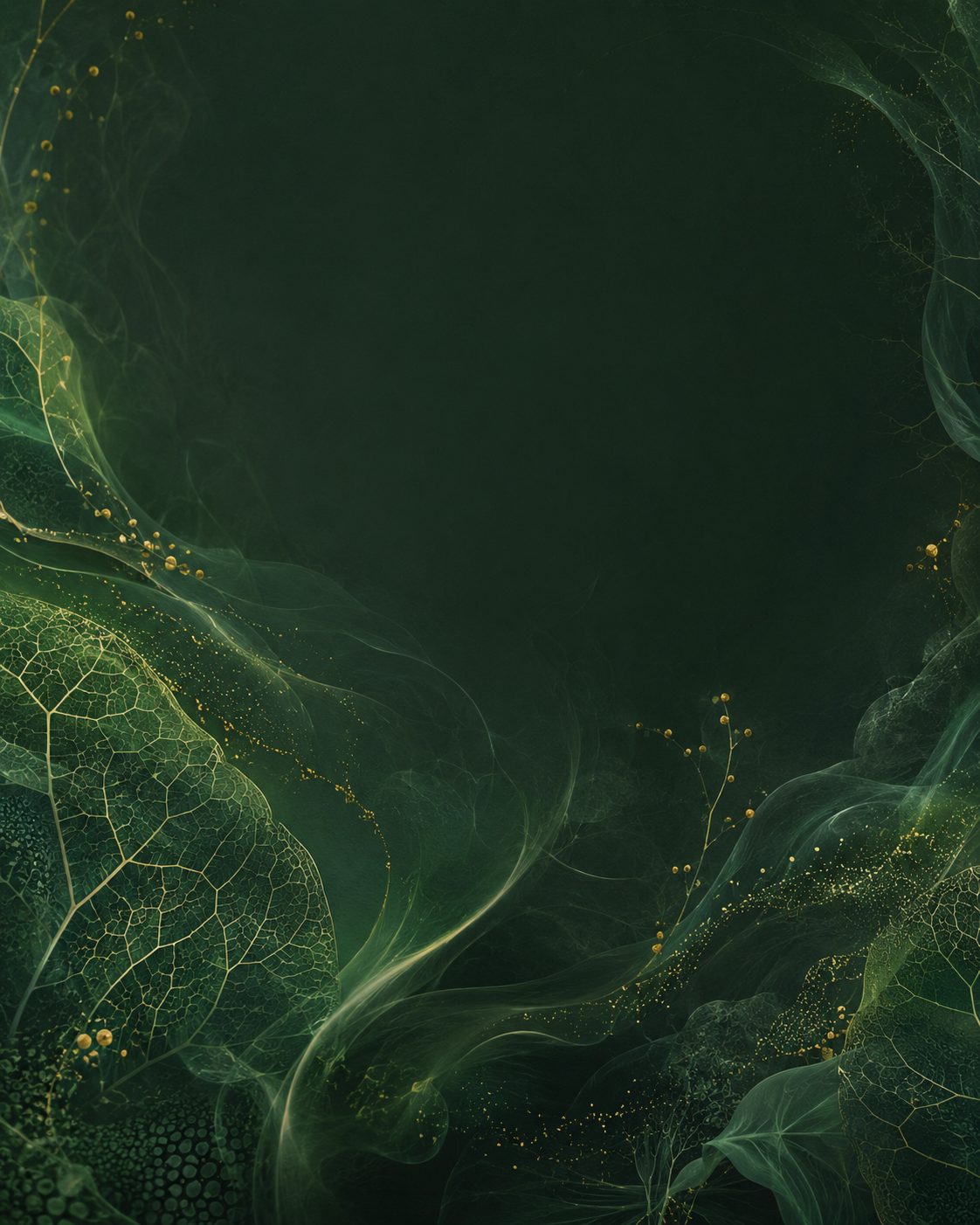 Deep green botanical OPTIMA background with gold detail