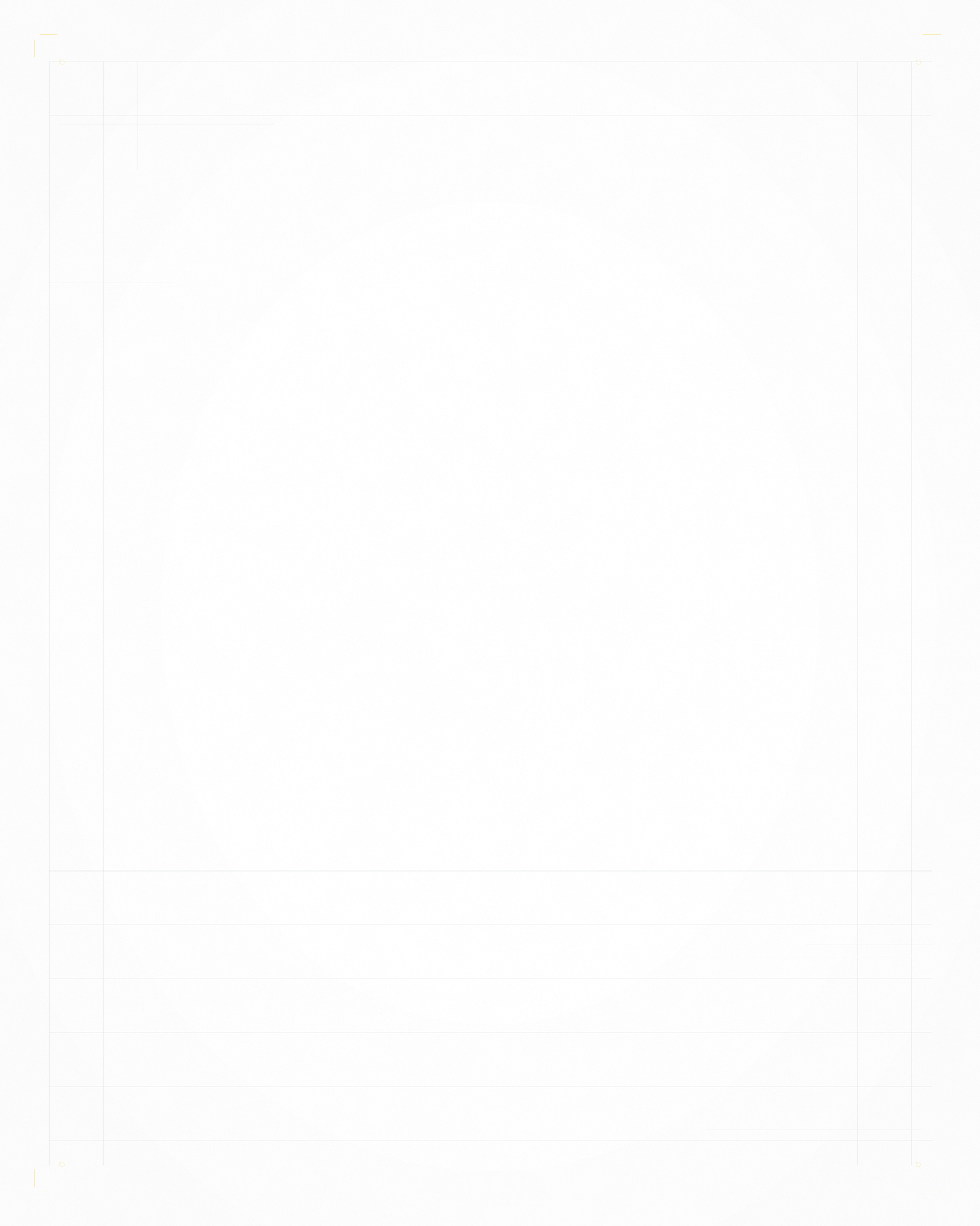 Subtle white evidence grid with gold crop marks